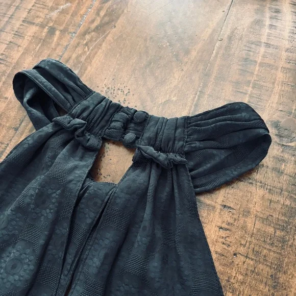 Anthropologie Lavinia Halter Swing Tank Floral Tiered Blouse Black Size XL - Picture 5 of 9